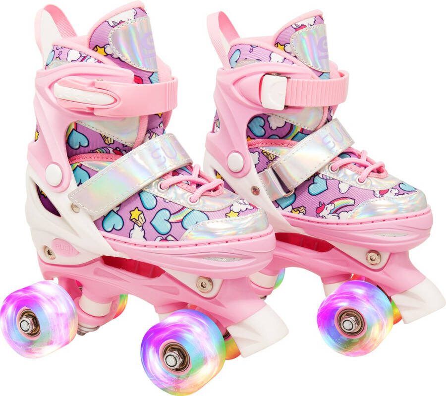 Suotu Rolschaatsen Verstelbare lichtgevende wielen Maat 30-33 Roze XS