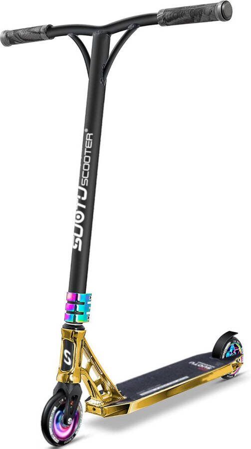 Suotu Stuntstep Professioneel Step 110mm Speelgoed Jongens Meisjes Kinderstep ABEC-9 100KG Aluminium Zwart Brons NEO