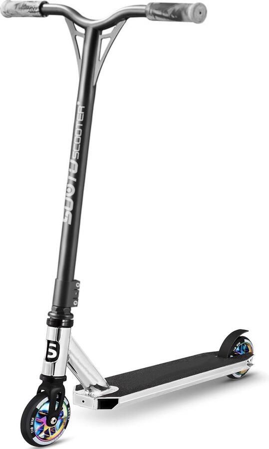 Suotu Stuntstep Step 100mm Kinderstep Speelgoed Jongens Meisjes ABEC-9 buitenspeelgoed Aluminium zilver