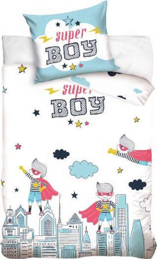 SimbaShop Super Boy Dekbedovertrek Skyline Glow in the Dark Eenpersoons 140 x 200 cm Katoen