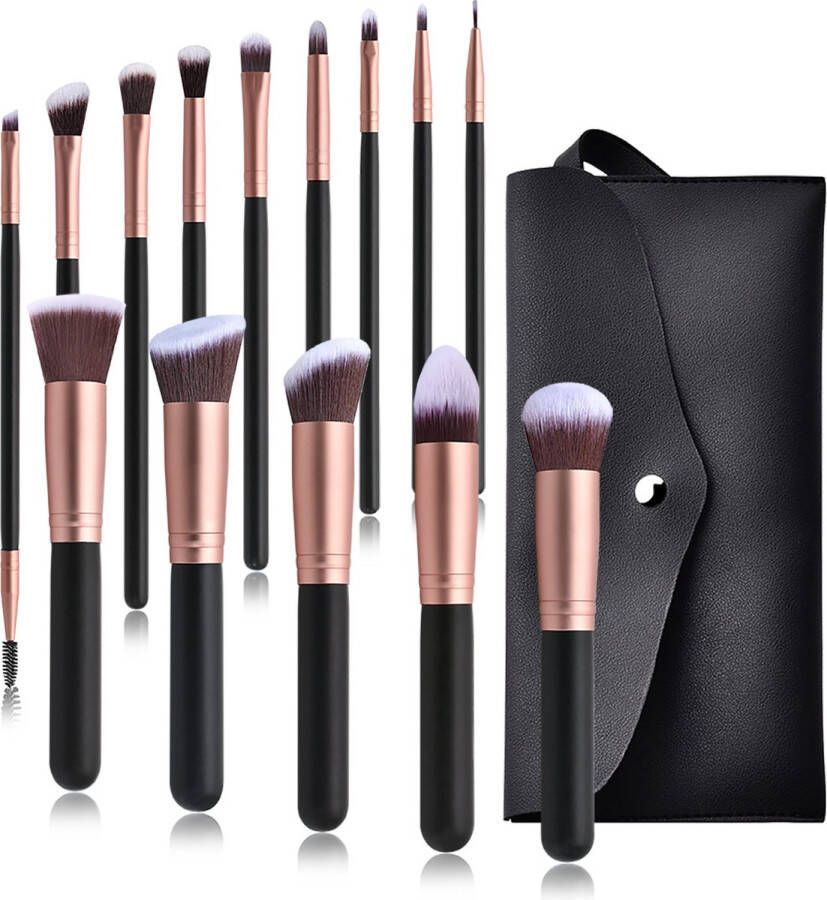 Super Store Make Up Kwasten Set 14 delig Foundation Kwast Oogschaduw Borstels Poederkwast Makeup Kwasten Kwastensets Wenkbrauwen Borstel