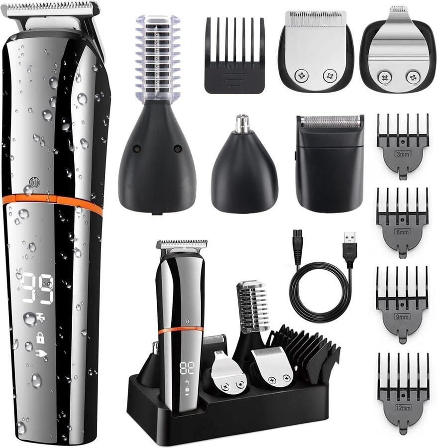 Super Store Baardtrimmer Voor Mannen Scheerapparaat Professionele Tondeuse 6 in 1 Draadloos UBS oplaadbaar- Waterdichtheid Neustrimmer haar trimmer bodygroomer mannen