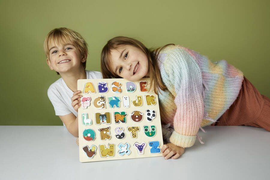 SuperBlocco Stoere Dieren Alfabetpuzzel NL Houten Puzzel Alfabet Vormenpuzzel Educatief Montessori