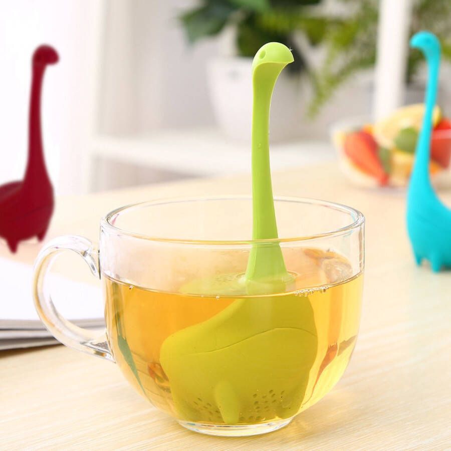 Superdealer Theefilter Loch Ness Monster I Baby Nessie Theefilter I Infuser I Theezeef I Thee-ei I Groen