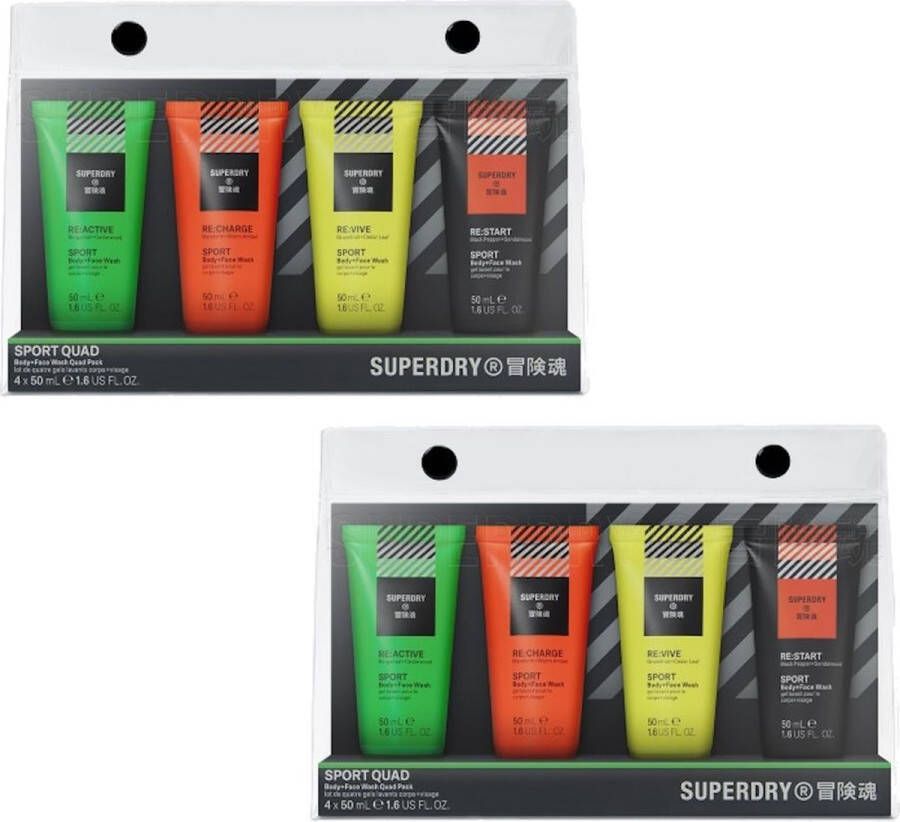Superdry Sport Body & Face Wash geschenkset (4-delig) 2 Pak