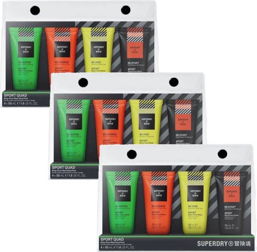 Superdry Sport Body & Face Wash geschenkset (4-delig) 3 Pak