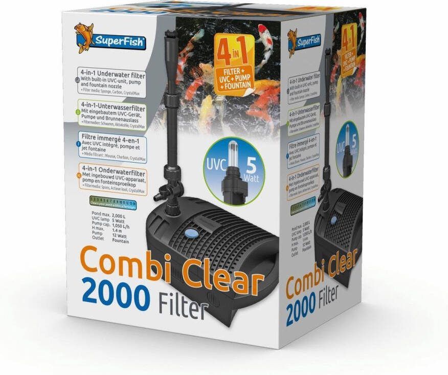 SuperFish Combi Clear 2000 Filter 4in1 Vijverfilter Grijs 1060 l h Uvc 5 Watt