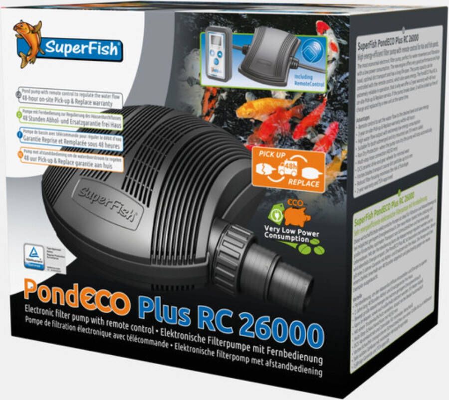 SuperFish Vijverpomp Met Afstandsbediening Filterpomp PondECO Plus RC 26000 Max 25.100 l h