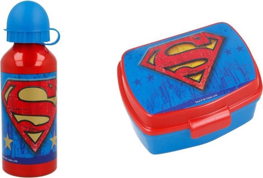 Superman lunchbox broodtrommel incl. Aluminium drinkbeker van 400ml