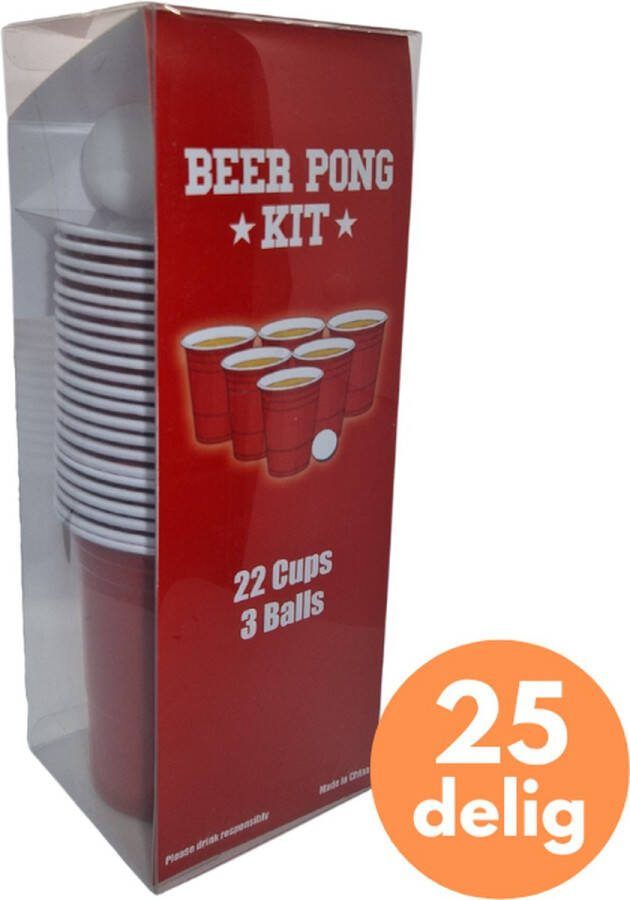 SUPERTILT Beerpong set 25delig Giftset Pong Redcup American cups Bierpong Cups Bekers gezelschapsspel beer pong bier pong red cups met ballen