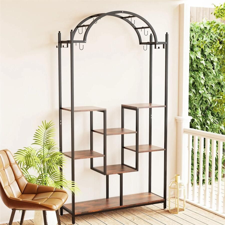 SureDeal Depot SureDeal Plantenrek Vakkenkast Binnen en Buiten 100x30x190 cm Tuin Kantoor Woonkamer Dressoir