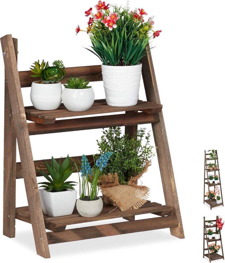SureDeal Depot SureDeal Plantenrek Vakkenkast Plantenladder Binnen en Buiten Hout Voorgemonteerd 2 Vakken 41x24x51 5 cm Kantoor Huiskamer Tuin Dressoir