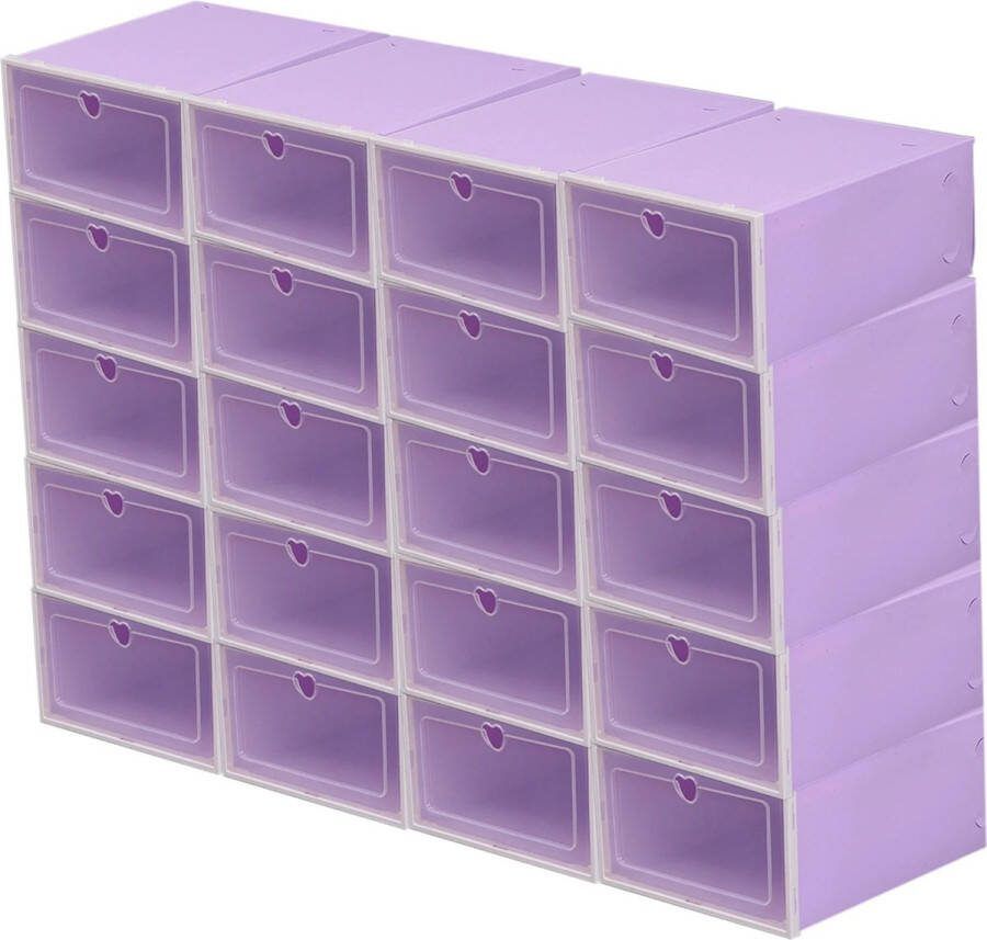 SureDeal Depot SureDeal Schoenenrek 20 Schoenen Zelf inrichten Afgesloten Violet Kinderen Opvouwbaar Schoenenkast Opbergsysteem