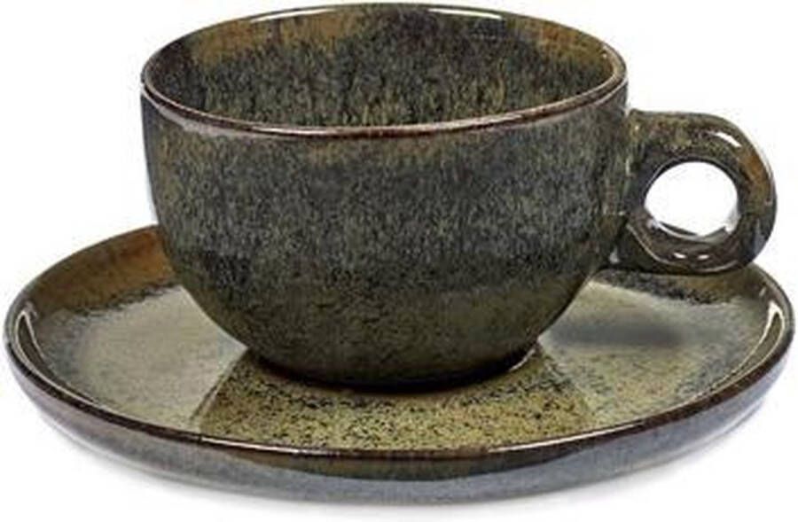 SURFACE BY SERGIO HERMAN Serax Cappuccino Kopjes met Schotel Indi Grey 4 stuks