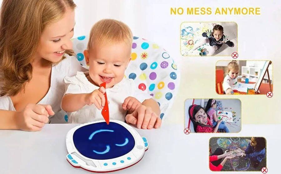 Suron Tekenspeelgoed met licht en muziek Gel Glow Palette Kleurrijke LED lichten en liedjes met vingers of pen tekenen op een zacht gel-oppervlak Leuk om mee te nemen en geen geknoei! Baby Speelgoed tekenen