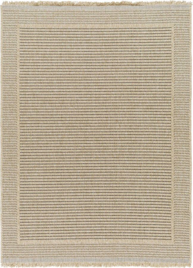 Surya Buitenkleed Balkon Terras Keuken Jute Look Tapijt PENNY Beige Zwart 160x213 cm