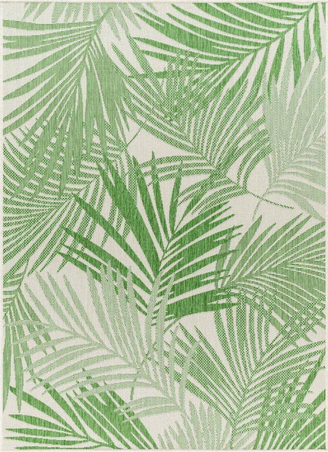 Surya Buitenkleed Balkon Terras Keuken Modern Scandinavisch Tapijt LENNIE Groen Ivoor 120x170 cm