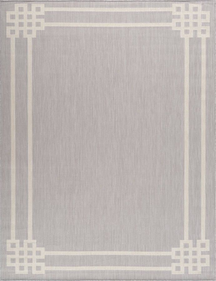 Surya Buitenkleed Balkon Terras Keuken Modern Scandinavisch Tapijt MARY Grijs Ivoor 120x170 cm