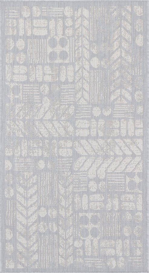 Surya Buitenkleed Balkon Terras Keuken Modern Scandinavisch Tapijt SALLY Grijs Ivoor 80x150 cm