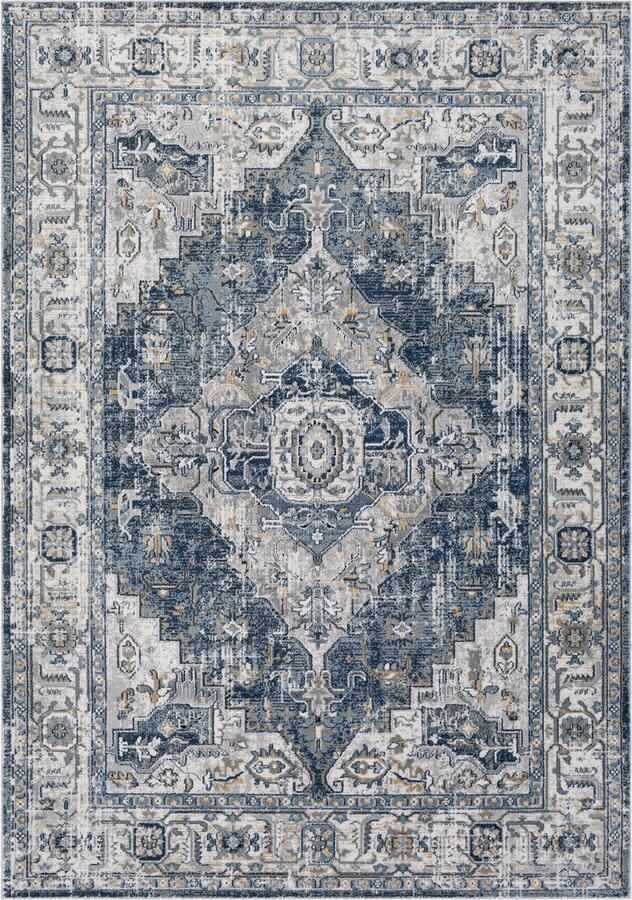 Surya Vloerkleed Woonkamer Slaapkamer Vintage Oosters Tapijt DALILA Blauw Grijs 160x220 cm