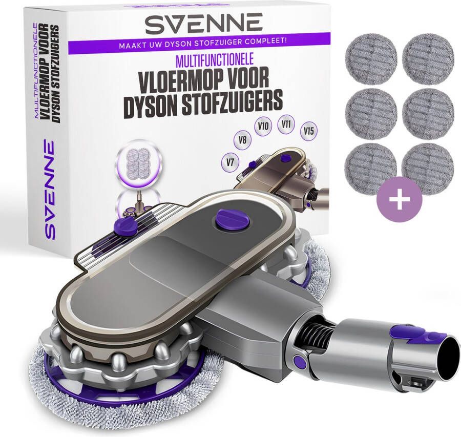 SVENNE Elektrische Dweil voor Dyson Steelstofzuiger V7 V8 V10 V11 V15 Dweil Accessoire & Mondstuk Nat & Droog Vloerwisser Systeem Inclusief 8 Vervangbare Dweilmoppen