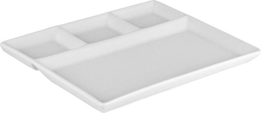 Svenska Living Fonduebord gourmetbord porselein wit 23 x 18 cm 4 vakken Gourmetborden