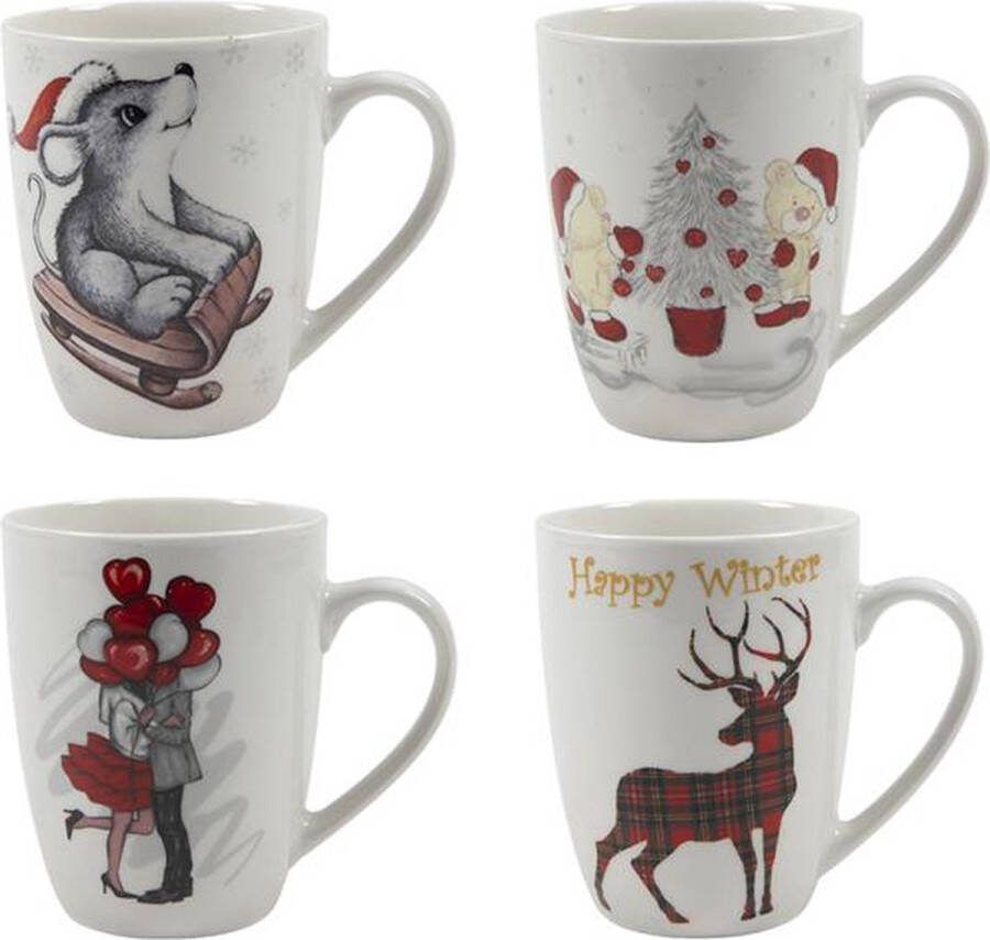 Svenska Living Kerstmok 380ml wit rood afbeelding muis op slee