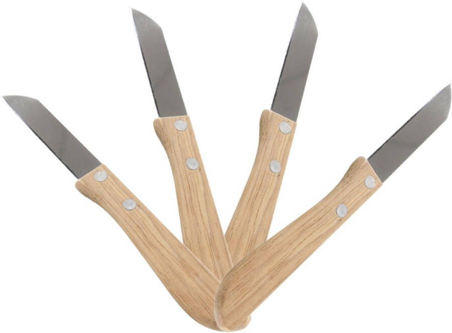 Svenska Living Keukenmesjes aardappelschilmesjes 4x stuks hout rvs bruin 17 cm Schilmessen