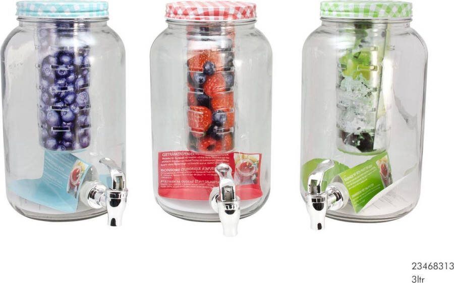 Svenska Living Limonadekan met Fruitfilter 3 L Glas Drankdispenser Limonade