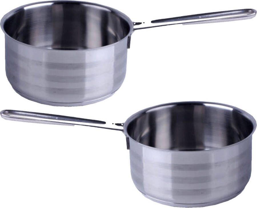 Svenska Living Steelpan sauspan 2x RVS D14 cm 1L Alle Warmtebronnen Steelpannen