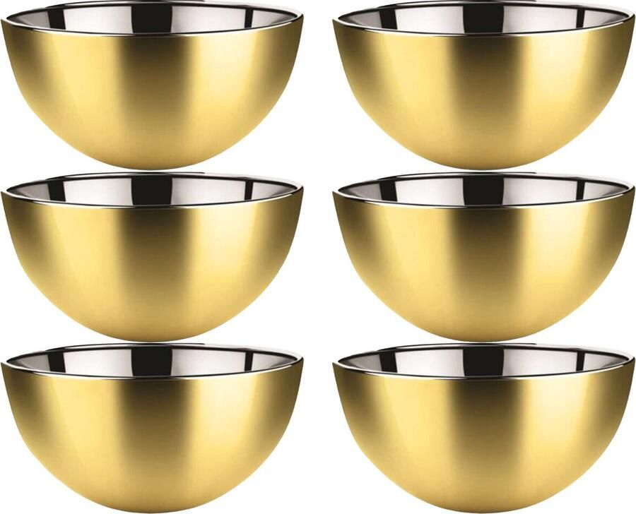 Svenska Living 6x Kommetjes schaaltjes mat goud RVS D13 x 7 cm serveerschalen
