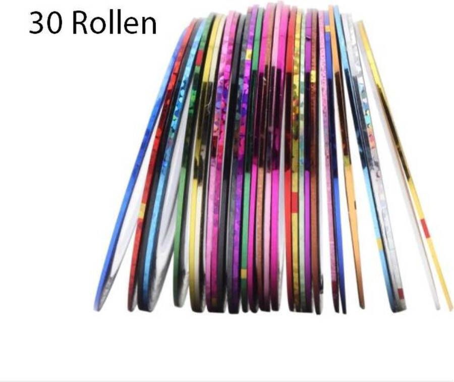 SVH Company 30 Rolletjes Nail Art Striping Tape Decoratie Sticker Nagel Multicolor Gemengde Kleuren