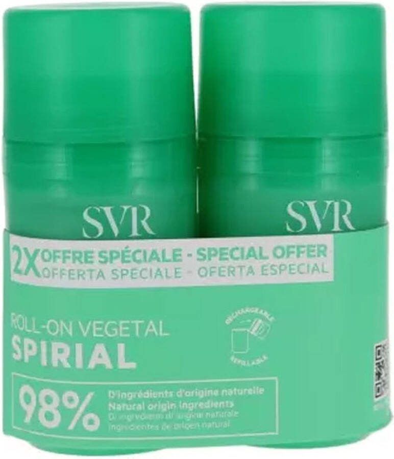 SVR Spirial Duo Plantaardige Deodorant Roll-On 2x50ml