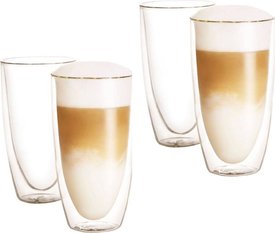 Swanza Lofty Latte Dubbelwandige Koffieglazen – Latte Macchiato Glazen – Theeglazen Met Slanke Vorm 350ML – 4 Stuks