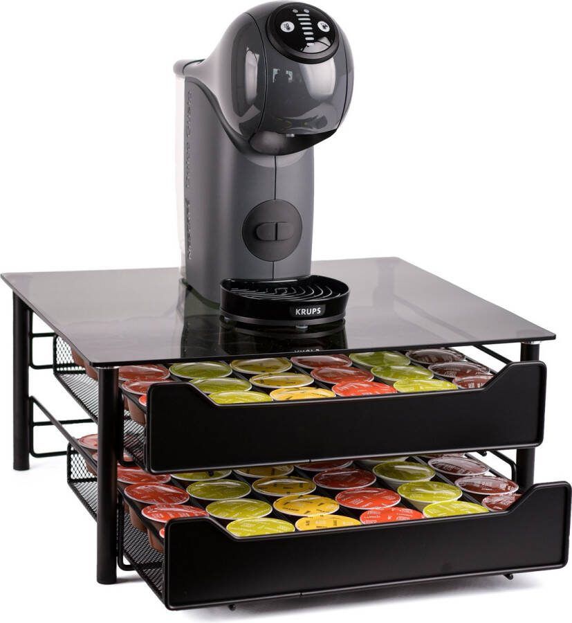 Swanza Stoccaggio Capsulehouder Dolce Gusto met Lade Koffiecups Houder voor 72 Capsules Dolce Gusto Capsulehouders Donker Getint Rookglas