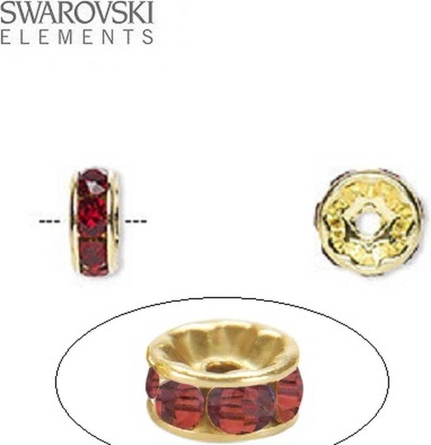 Swarovski Elements 12 stuks strass rondelle spacer kralen 6mm goud met siam chatons