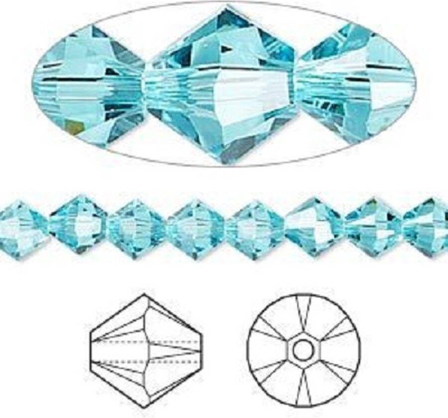 Swarovski Elements 36 stuks Xilion Bicone kralen (5328) 6mm light turquoise