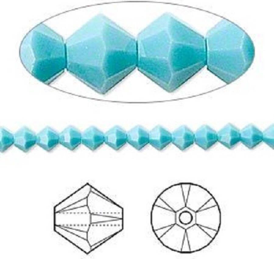 Swarovski Elements 48 stuks Xilion Bicone kralen (5328) 4mm turquoise