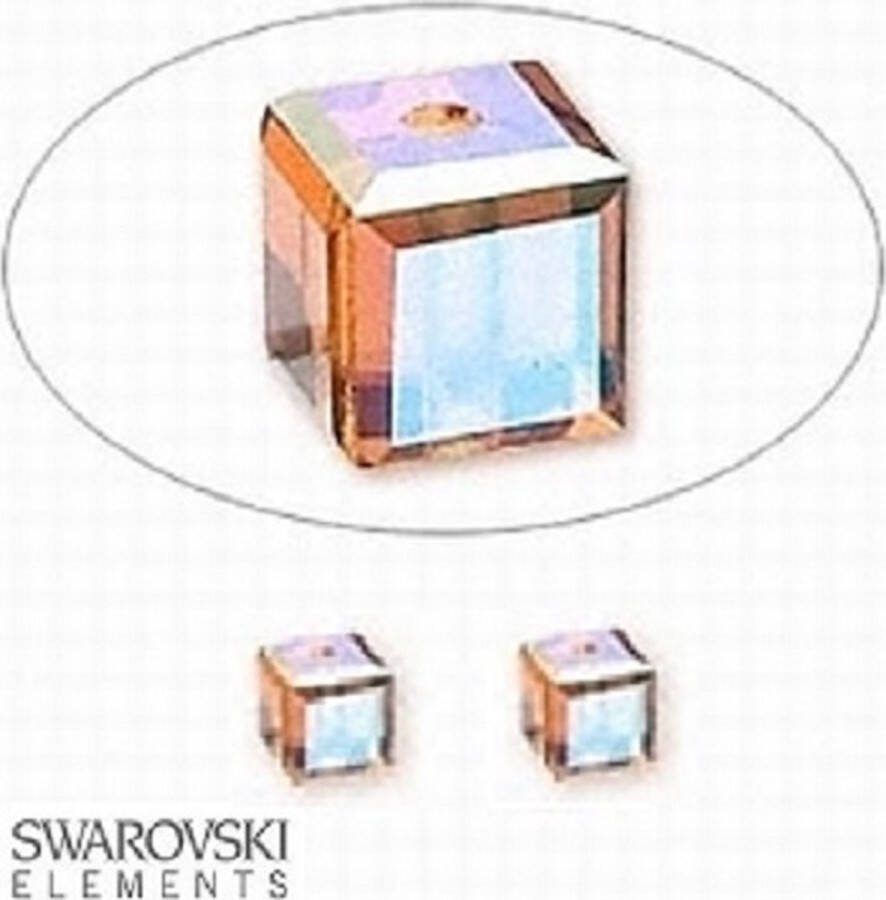 Swarovski Elements 6 stuks kubus kralen (5601) 6mm topaz AB