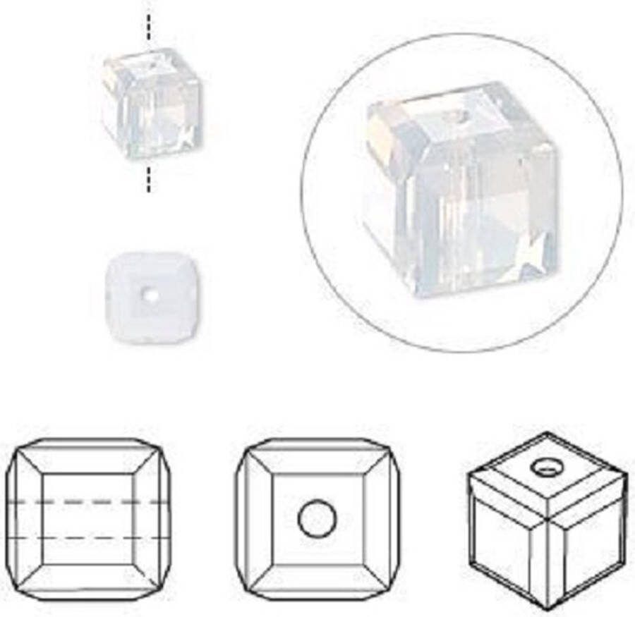 Swarovski Elements 6 stuks kubus kralen (5601) 6mm white opal
