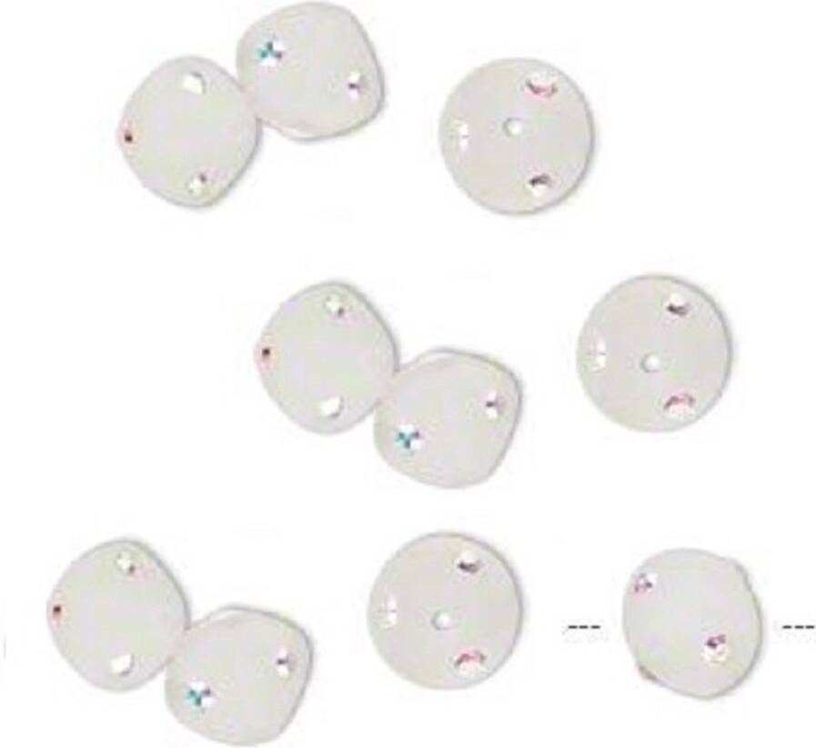 Swarovski Frosted offwhite resin kralen bicones 10mm met clear AB chatons. Per 20 stuks