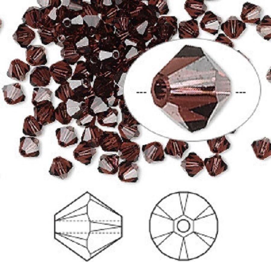 Swarovski Elements 48 stuks Xilion Bicone kralen (5328) 4mm burgundy