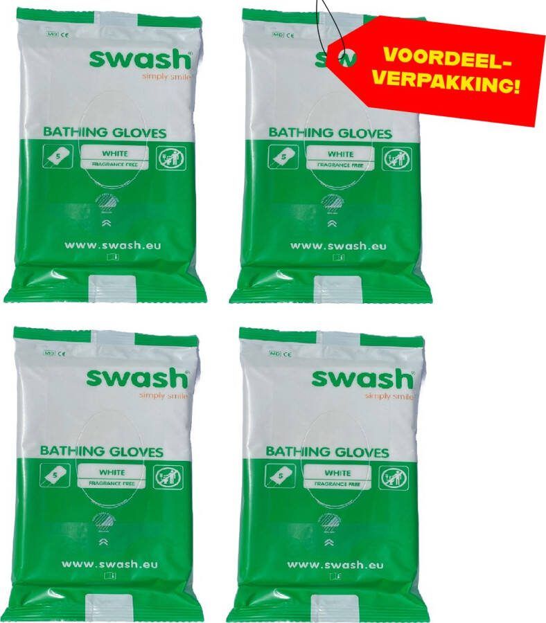 Swash 4x Washandjes Parfumvrij 5-pack Voordeelverpakking!