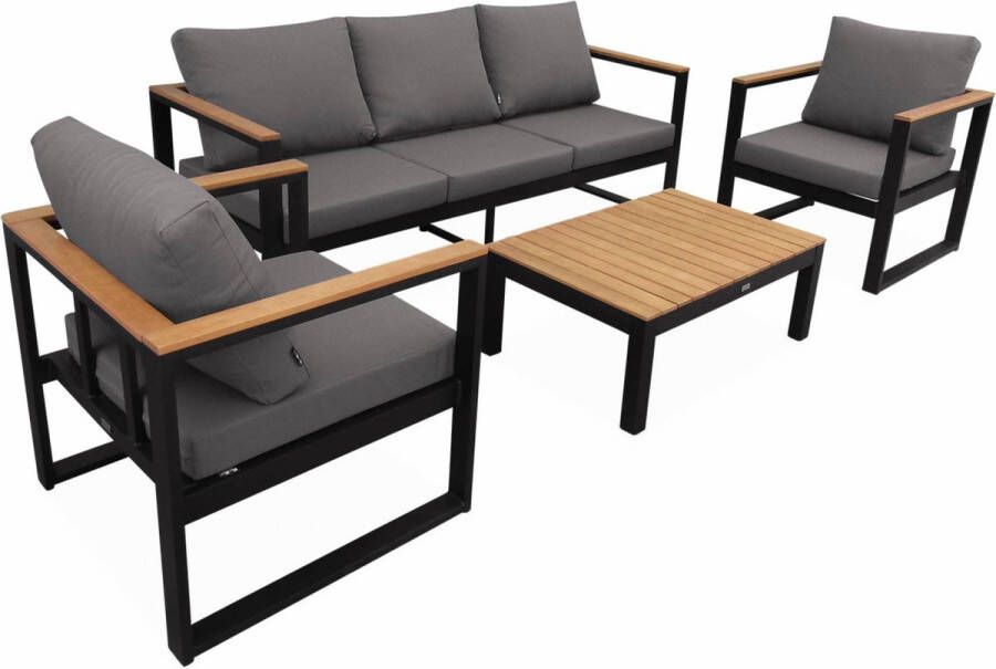 Sweeek 5-zits tuinmeubelset van aluminium en eucalyptus nazca