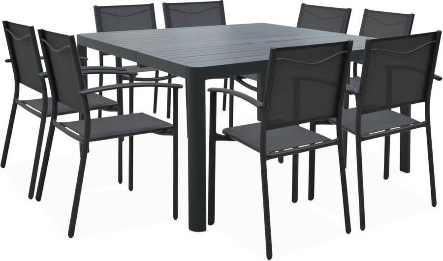 Sweeek Aluminium tafel portland 147 5 x 96 147 5 x 75cm + tuinstoelen