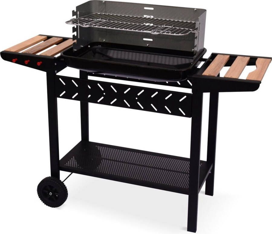 Alice's Garden Houtskool barbecue Alfred met tablets en wielen zwart