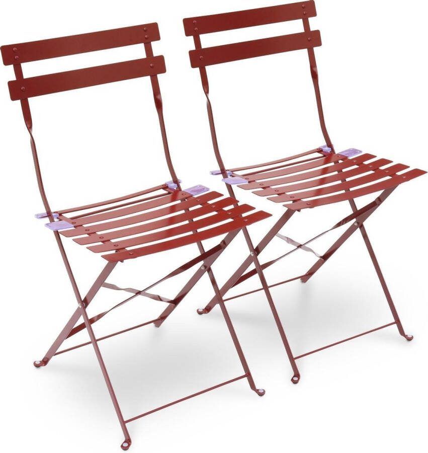 Alice's Garden Set van 2 opvouwbare bistrostoelen EMILIA gepoedercoat staal met matte afwerking terra cotta