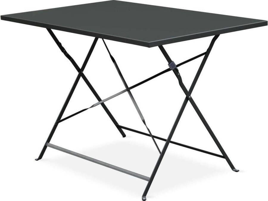 Alice's Garden Tuintafel bistrot opvouwbaar Emilia rechthoek antraciet- Rechthoek tafel 110x70cm van staal met thermolak