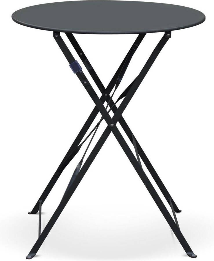 Alice's Garden Emilia Ronde inklapbare bistrotafel Ø60cm van gepoedercoat staal – Antraciet