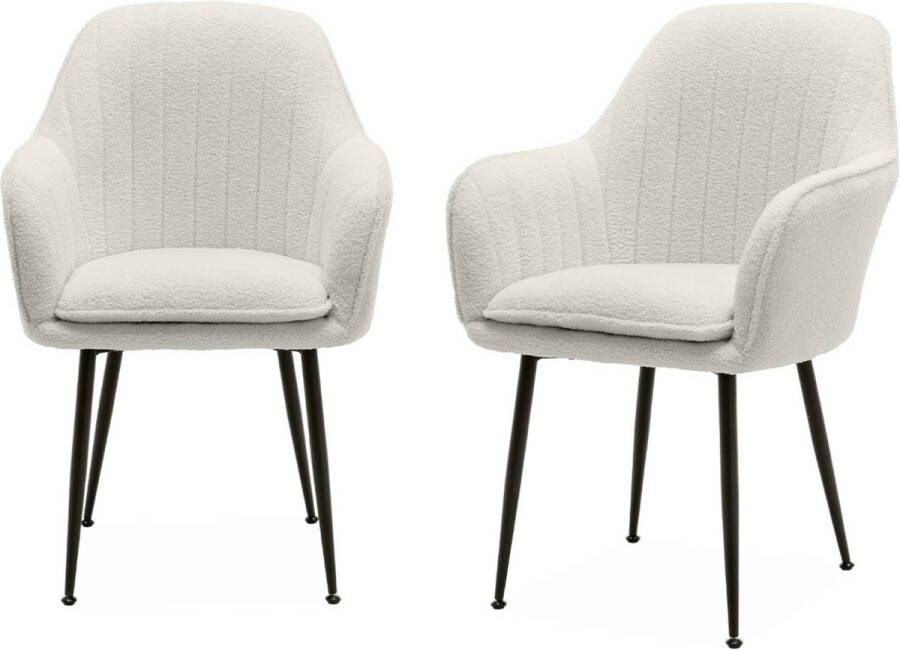 Sweeek Bouclé fauteuil met metalen poten (set van 2)
